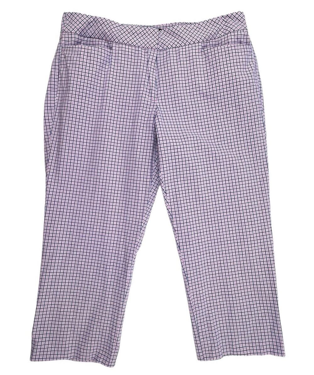 Talbots Signature Pants Cropped Plaid Pink Blue Mini Check Womens 6P